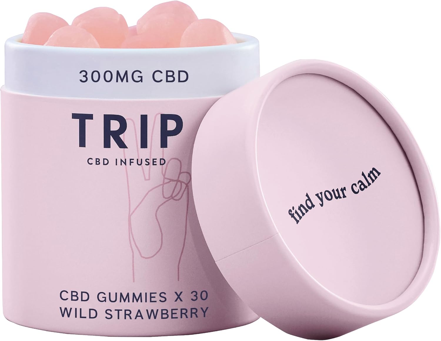 TRIP CBD Infused Gummies (30 Gummies). Delicious Natural Wild Strawberry Flavour. High Strength CBD Edibles. 300MG CBD – Vegan, THC-Free