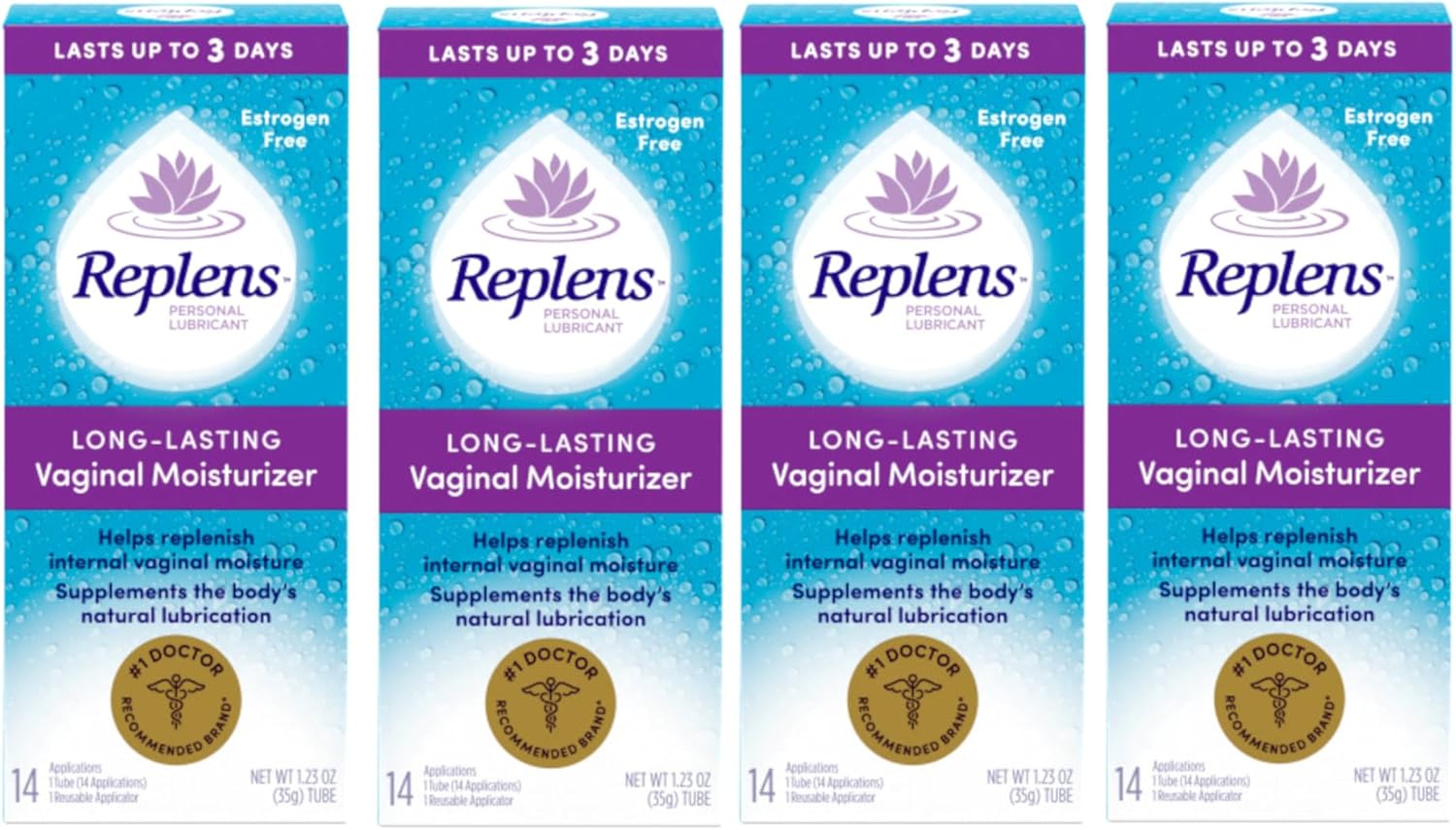 Replens Long-Lasting Vaginal Moisturizer with Reusable Applicator, 14 Count - 4 Pack