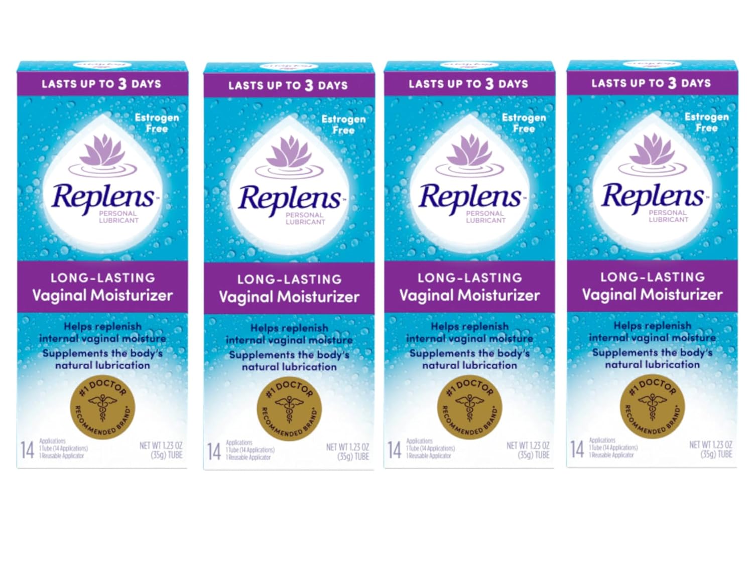 Replens Long-Lasting Vaginal Moisturizer with Reusable Applicator, 14 Count - 4 Pack