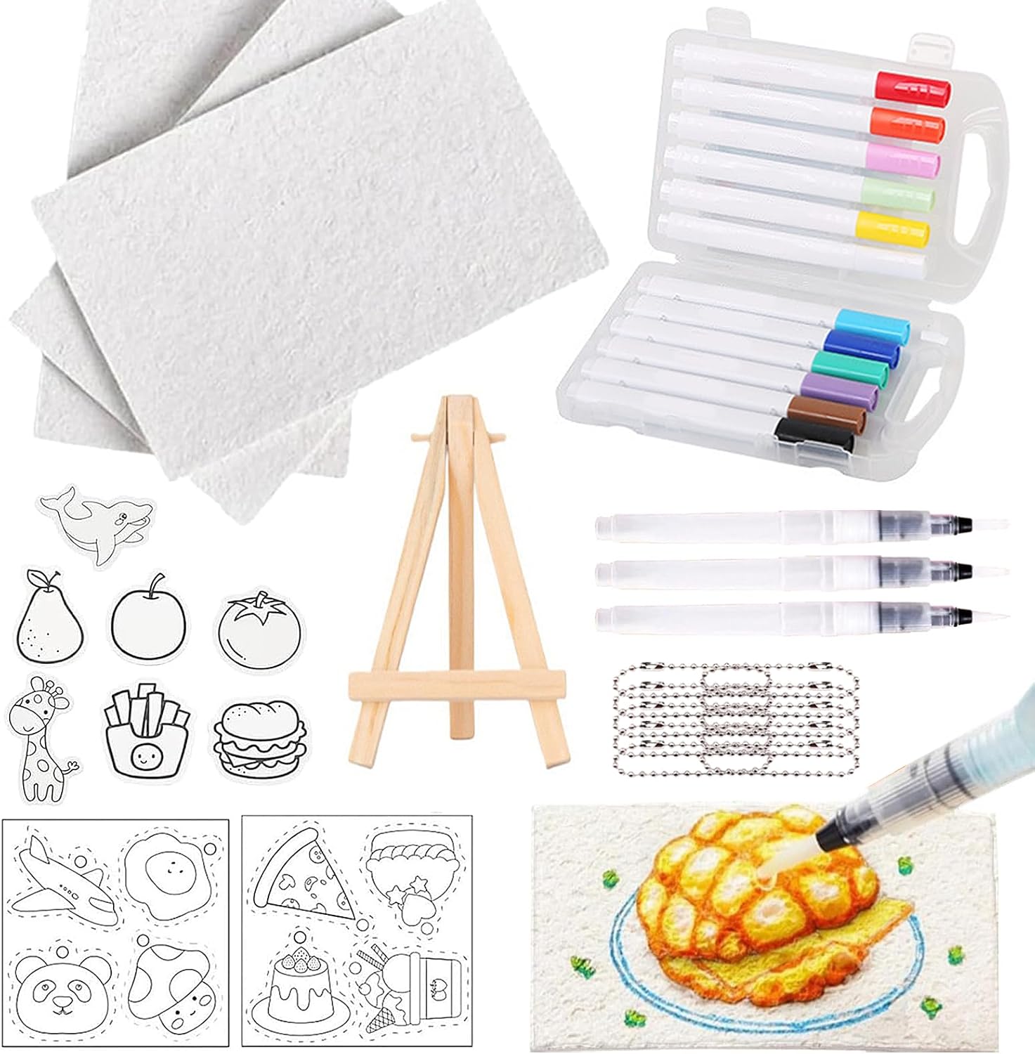 shirylzee Magic Puffy Paint Kit, 3D Foam Texture Painting Set with Magic, Puffy Pens, Watercolor Pens, Blank Painting Paper and Art Supplies for Kids Crafts and DIY Drawing Projects (Square)