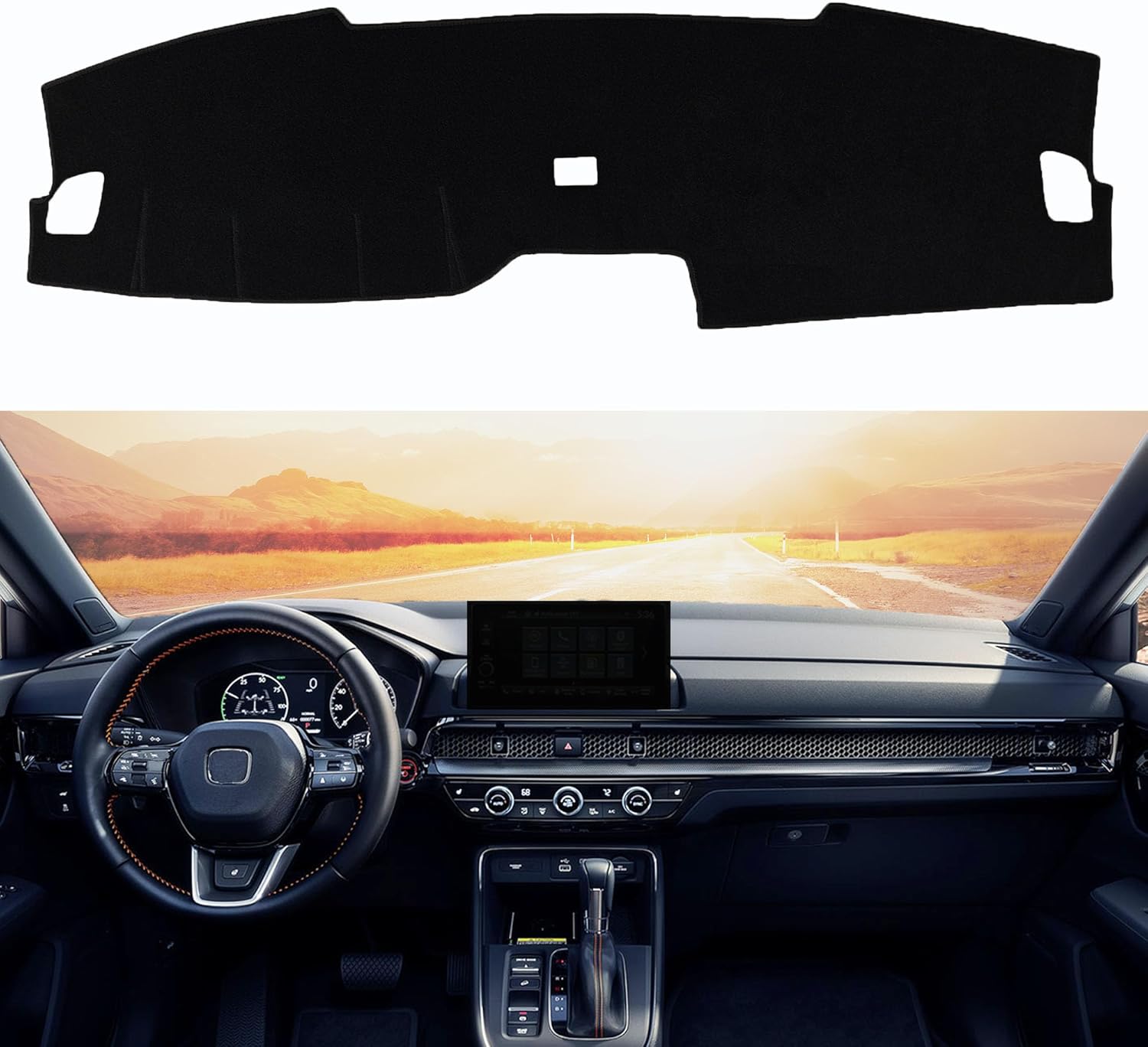 Dash Cover for Honda CRV CR-V 2026 2025 2024 2023 Accessories Dashboard Cover Mat Dash Mat Dash Carpet Cover Protector Center Console Cover Sunshade No Glare (Without HUD), Black