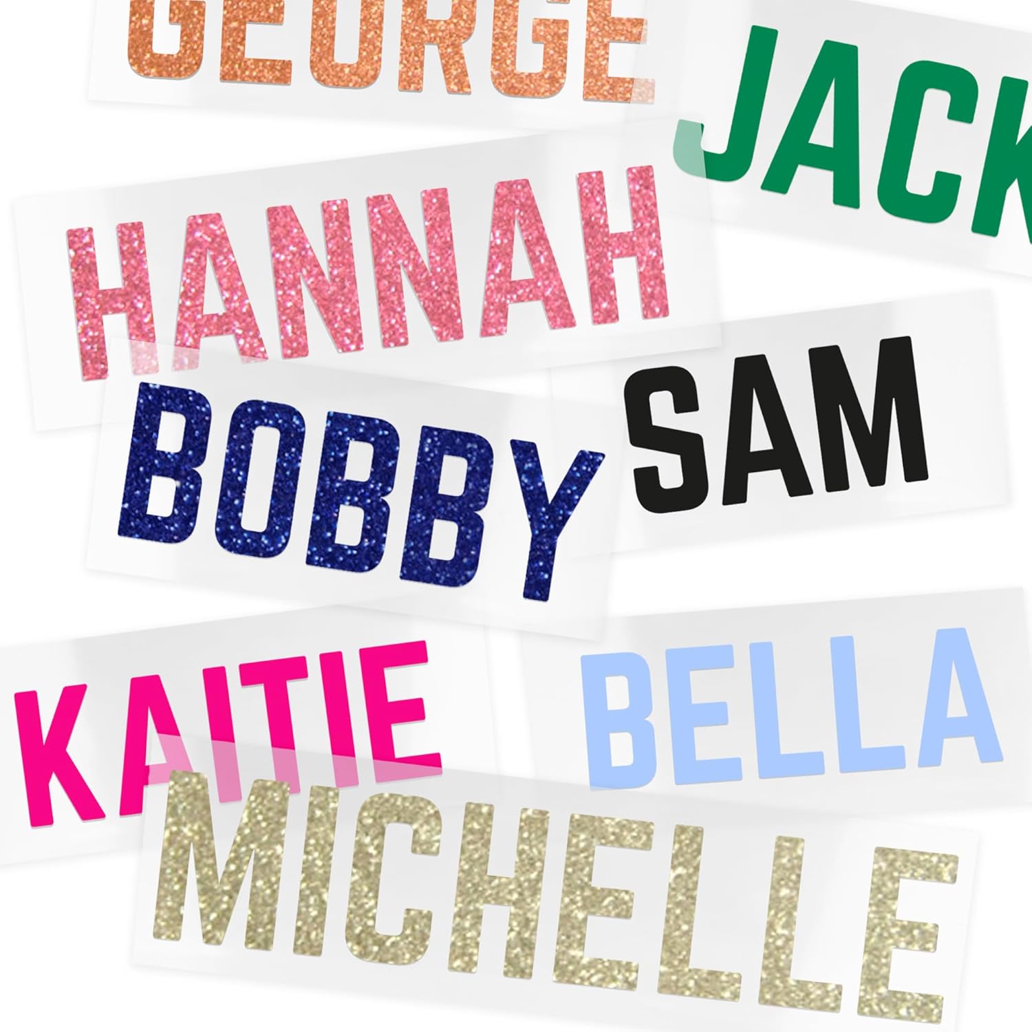 Custom HTV Name Transfer Personalised Iron On Vinyl Letters – Heat Transfer Glitter & Matte Colours – DIY Clothing, Tote Bags, Baby Gifts