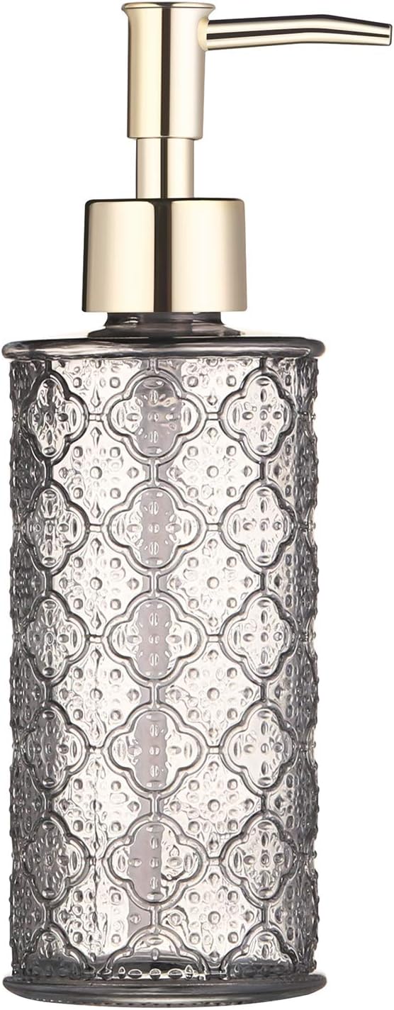 Soap Dispenser with Pump, Refillable Liquid Hand Soap Dish Soap Dispensers for Bathroom Counter, Kitchen Sink (Grey)