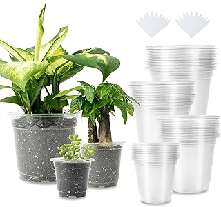 40 Packs 3.5/4/5/6 Inch Clear Nursery Pots for Plants,Seedling Pots with Drainage Holes, Transparent Plastic Planter Variety Pack Seedling Planter Seed Starter Flower Plant Container with 40 Labels