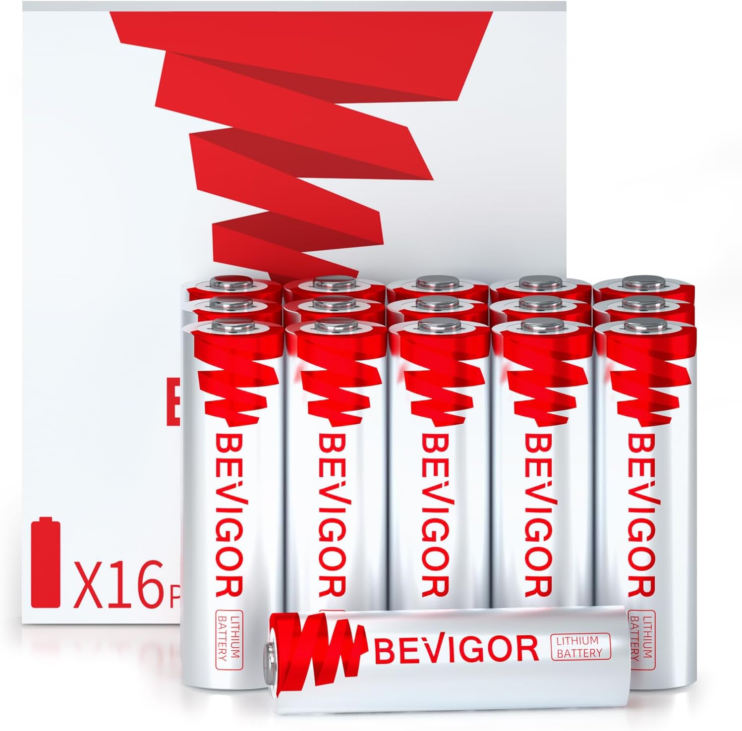 BEVIGOR Lithium Batteries AA Size 16 Pack 1.5V Longer Lasting Double A Battery for Blink Camera, Trail Camera, Security Alarm System, Remote Controlled Vehicle Batteries【Non-Rechargeable】