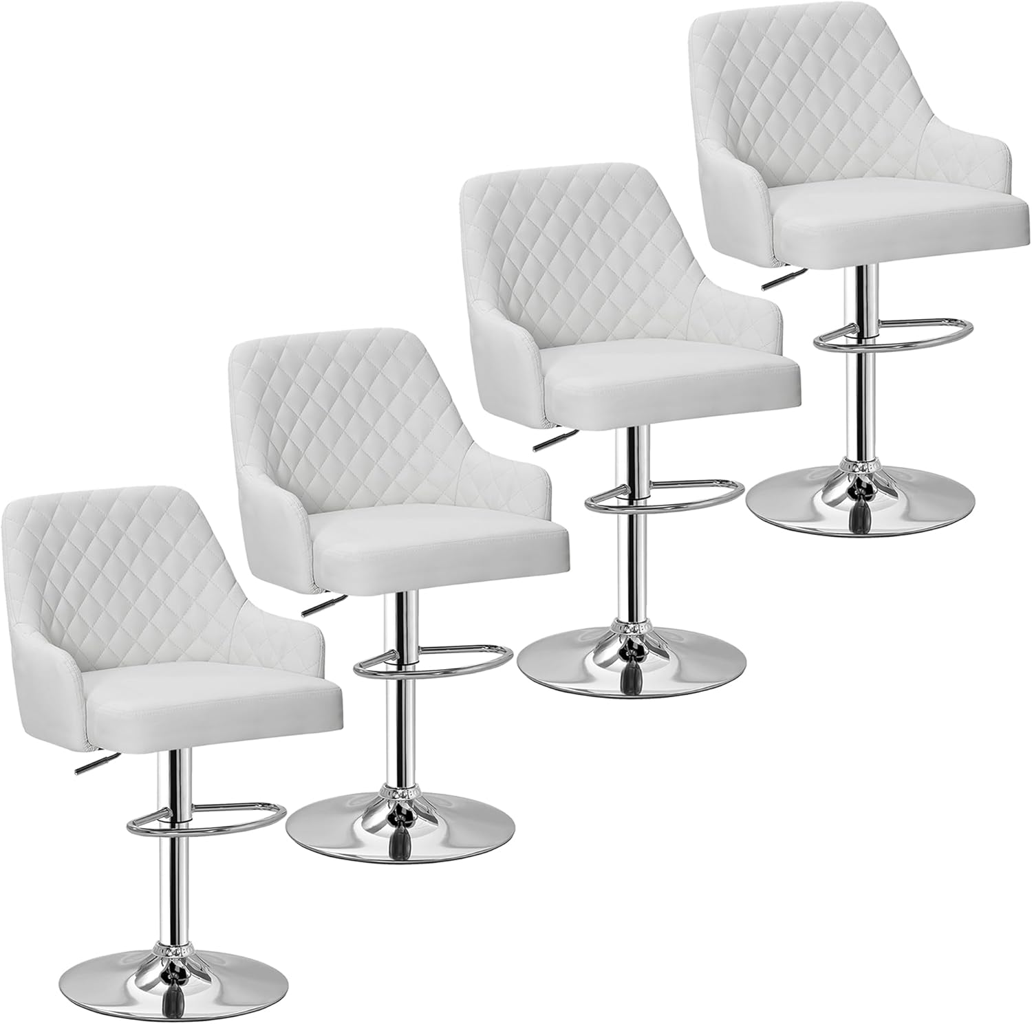 VECELO Bar Stools Set of 4, Adjustable Bar Stools with Back, Bar Height Stools for Kitchen Counter