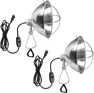 Simple Deluxe 2 Pack Clamp Lamp Light with 10.5 Inch Aluminum Reflector and Bulb Guard up to 250 Watt E26 Socket (no Bulb Included), Silver