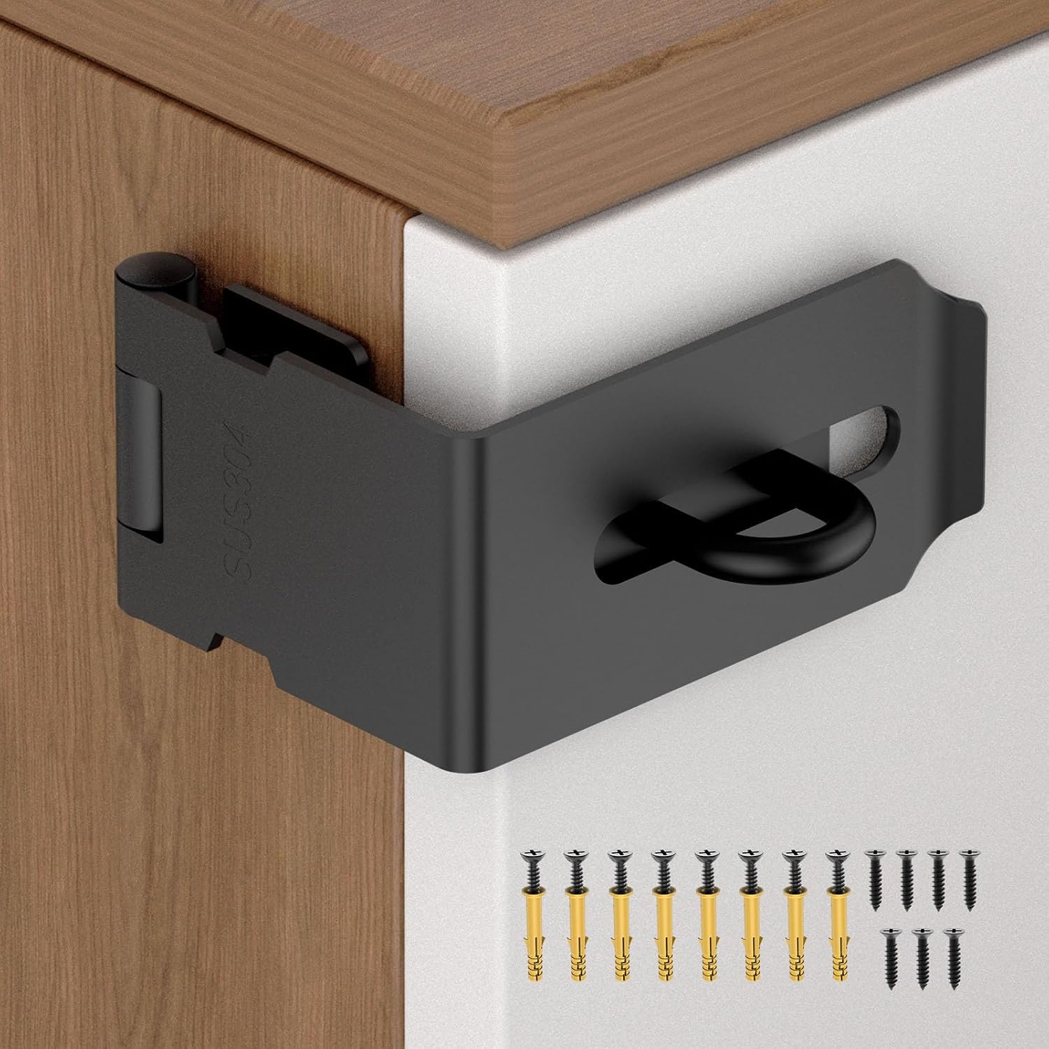 90 Degree Hasp Latch, File Cabinet Lock Kit, Black - 1pc