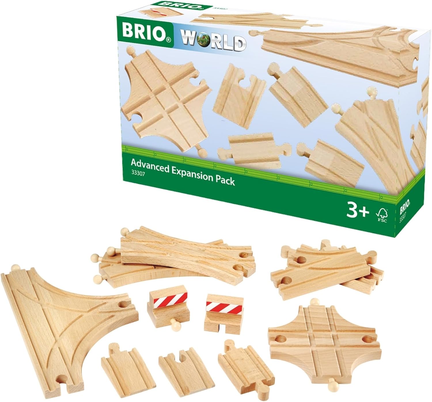BRIO 33307 Expansion Pack - Advanced Wooden Train Track for Kids Age 3 Years Up - Compatible with all BRIO Railway Sets & Accessories