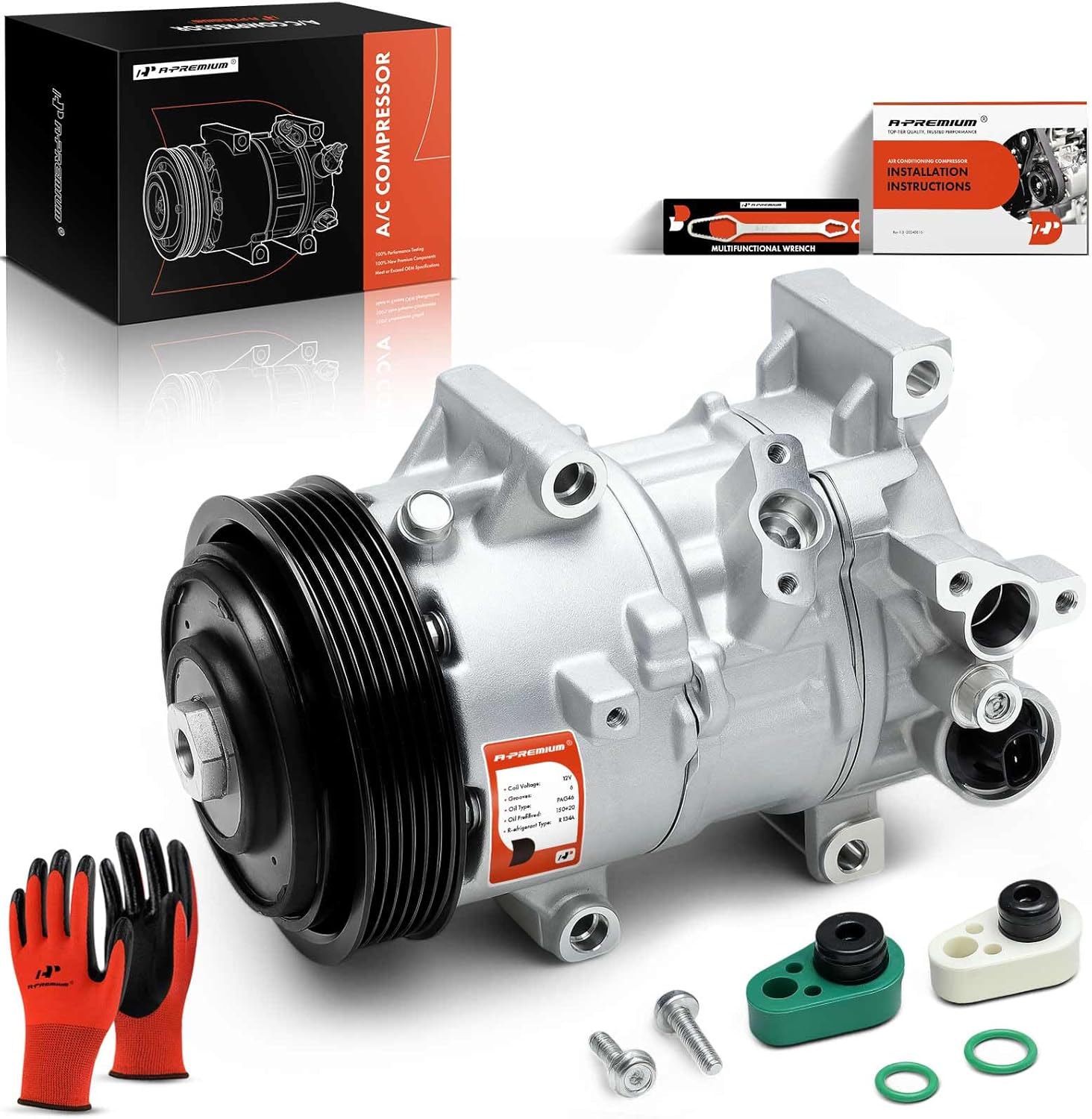 A-Premium Air Conditioner AC Compressor with Clutch Compatible with Toyota Corolla 1.8L 2014-2022, Corolla iM 1.8L 2017-2018