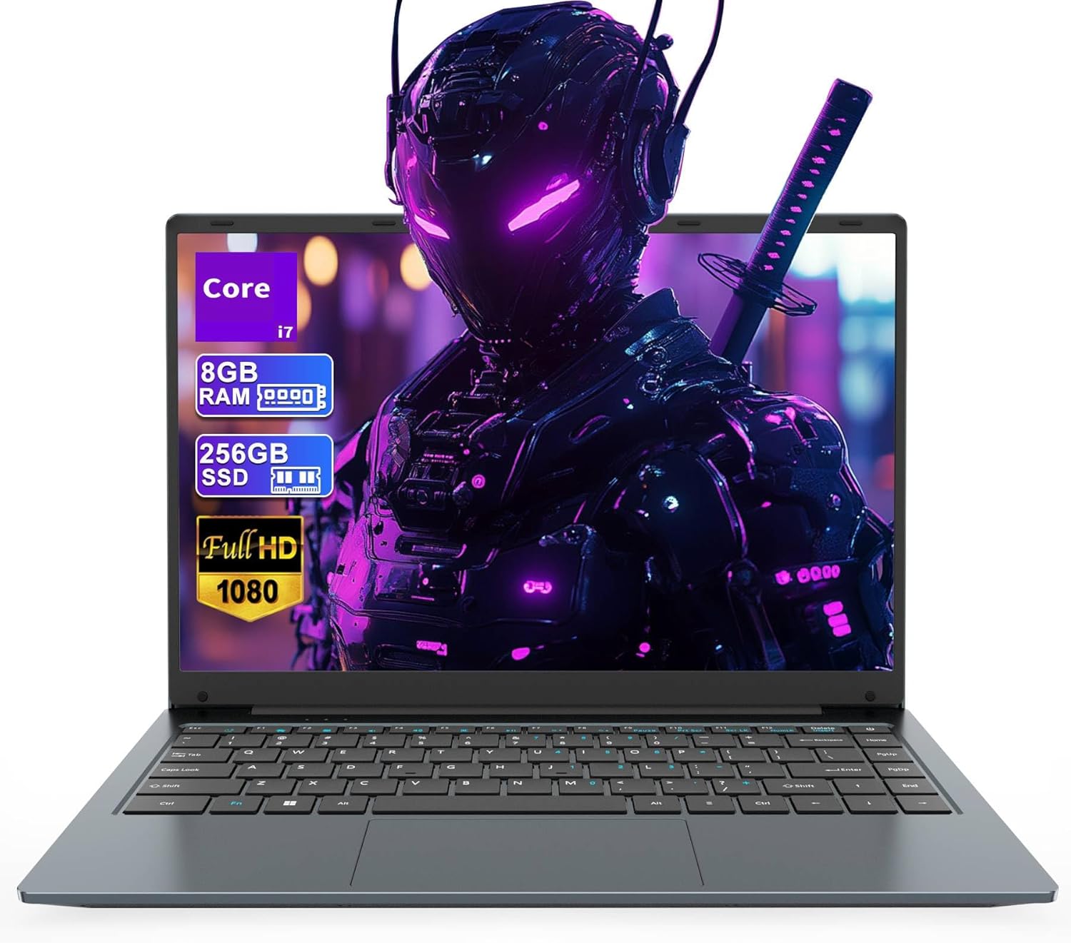 Laptop Computer Core i7 (Up to 3.1GHz) Laptop PC 14.1 Inch 1920*1080 Full HD IPS Computer 8GB RAM 256GB SSD WiFi5 Bluetooth4.2 USB3.0*3 Ethernet Interface HDMI Port For Bussiness 4500MAH Battery Life