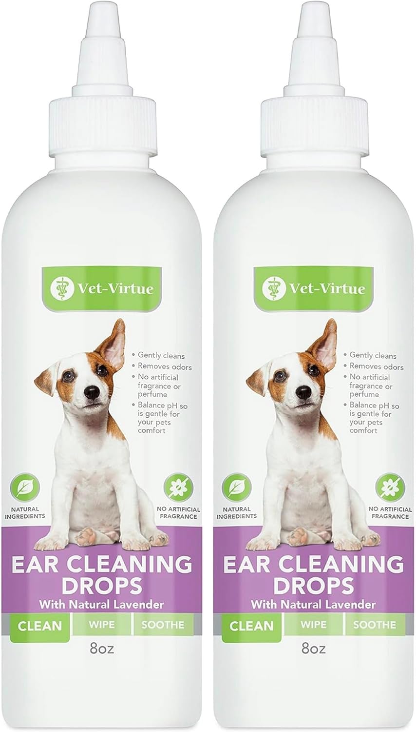 Dog Ear Cleaner Drops - 8oz Dog Cleaning Solution for Ear Cleaning and Grooming - Great for Flushing Out Build Up and Maintaining Hygiene