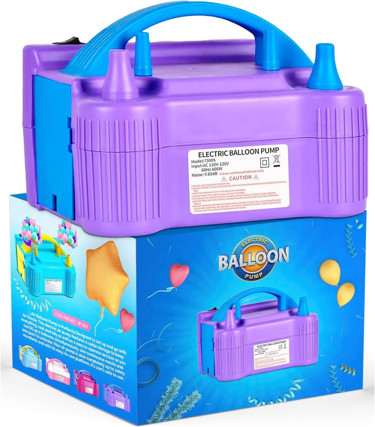 Active 100 Electric Balloon Pump, Portable Dual Nozzle Air Pump for Balloons 220v-240v 600w, Balloon Machine for Bulk Balloons Filling, Balloon Pump for Outdoor Recreations