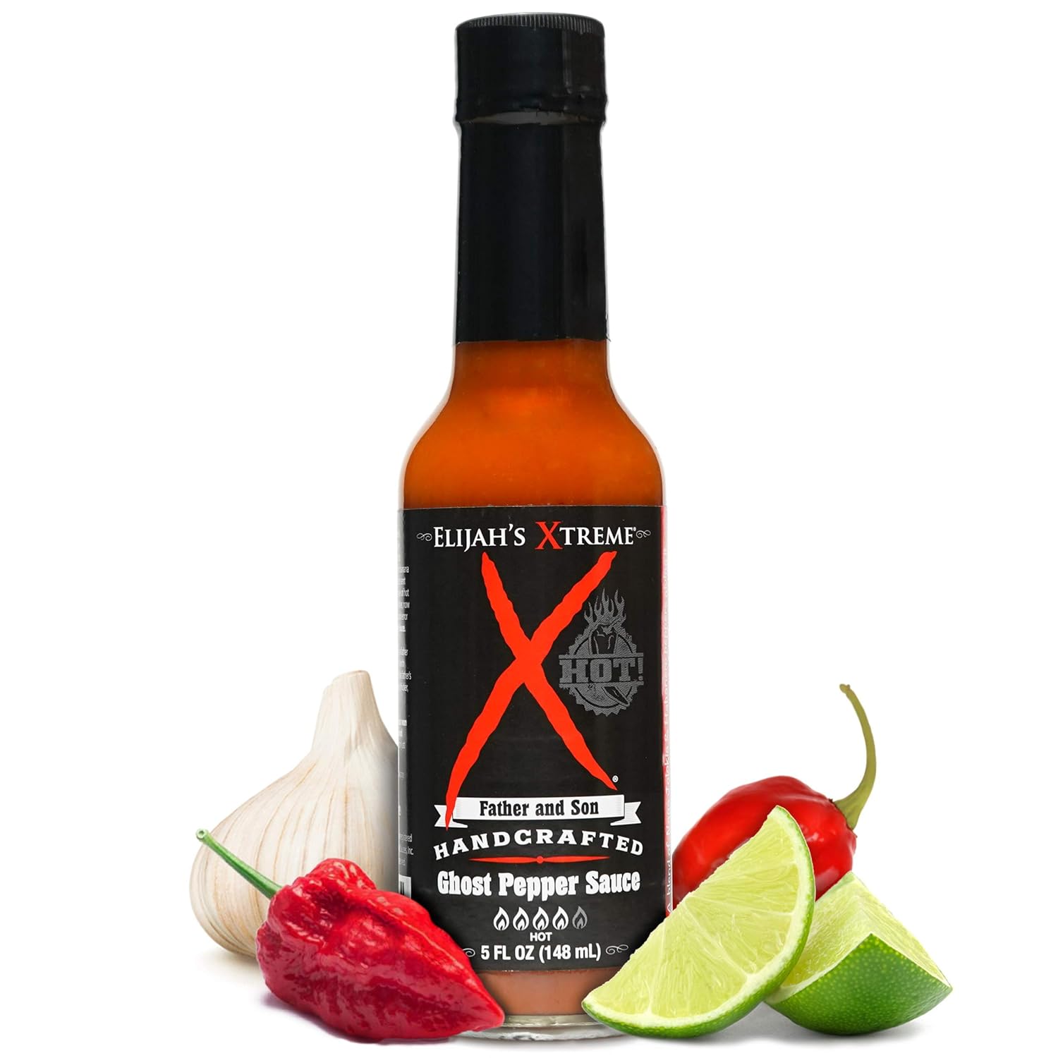 Elijah's Xtreme Ghost Pepper Hot Sauce, Handcrafted Award Winning Blend of Ghost Peppers, Habanero Garlic & Lime, Extreme Heat & Flavor