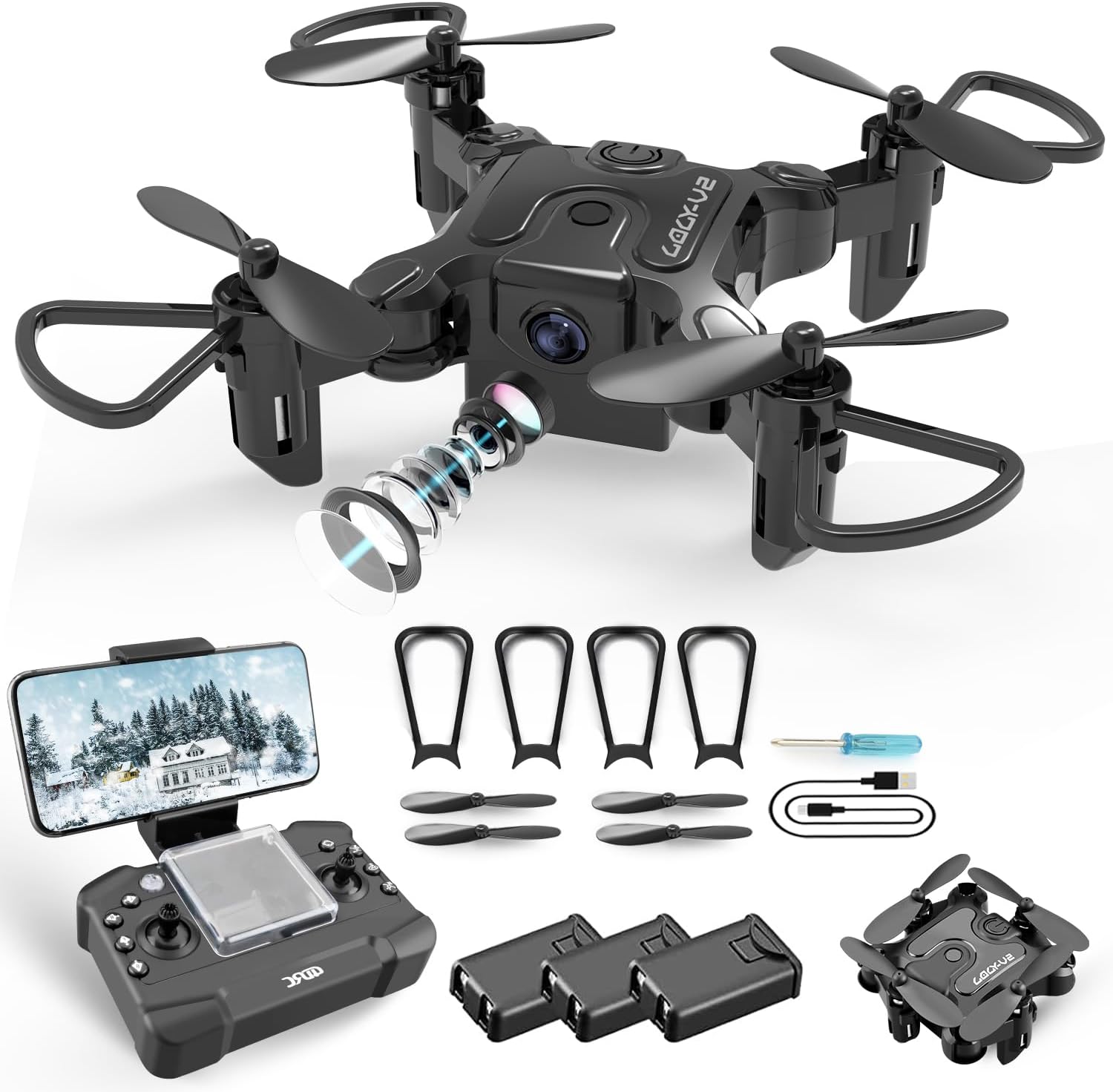 4DRC Mini Drone with 720p Camera for Kids and Adults, FPV Drone Beginners RC Foldable Live Video Quadcopter,App Control,3D Flips and Headless Mode,One Key Return,Altitude Hold,3 Modular Batteries