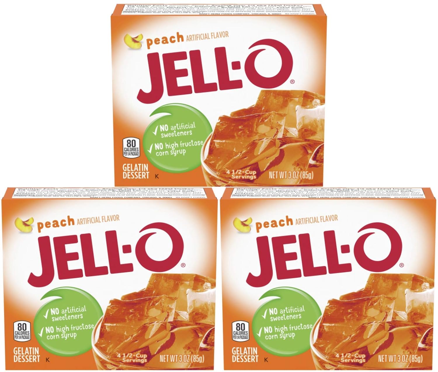 Peach Jell-O Gelatin Dessert 3-oz box (Set of 3)