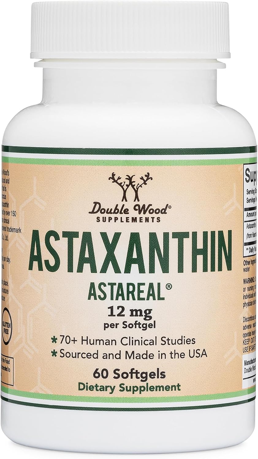 Astaxanthin 12mg Softgels, Clinically Studied AstaReal, 60 Softgels