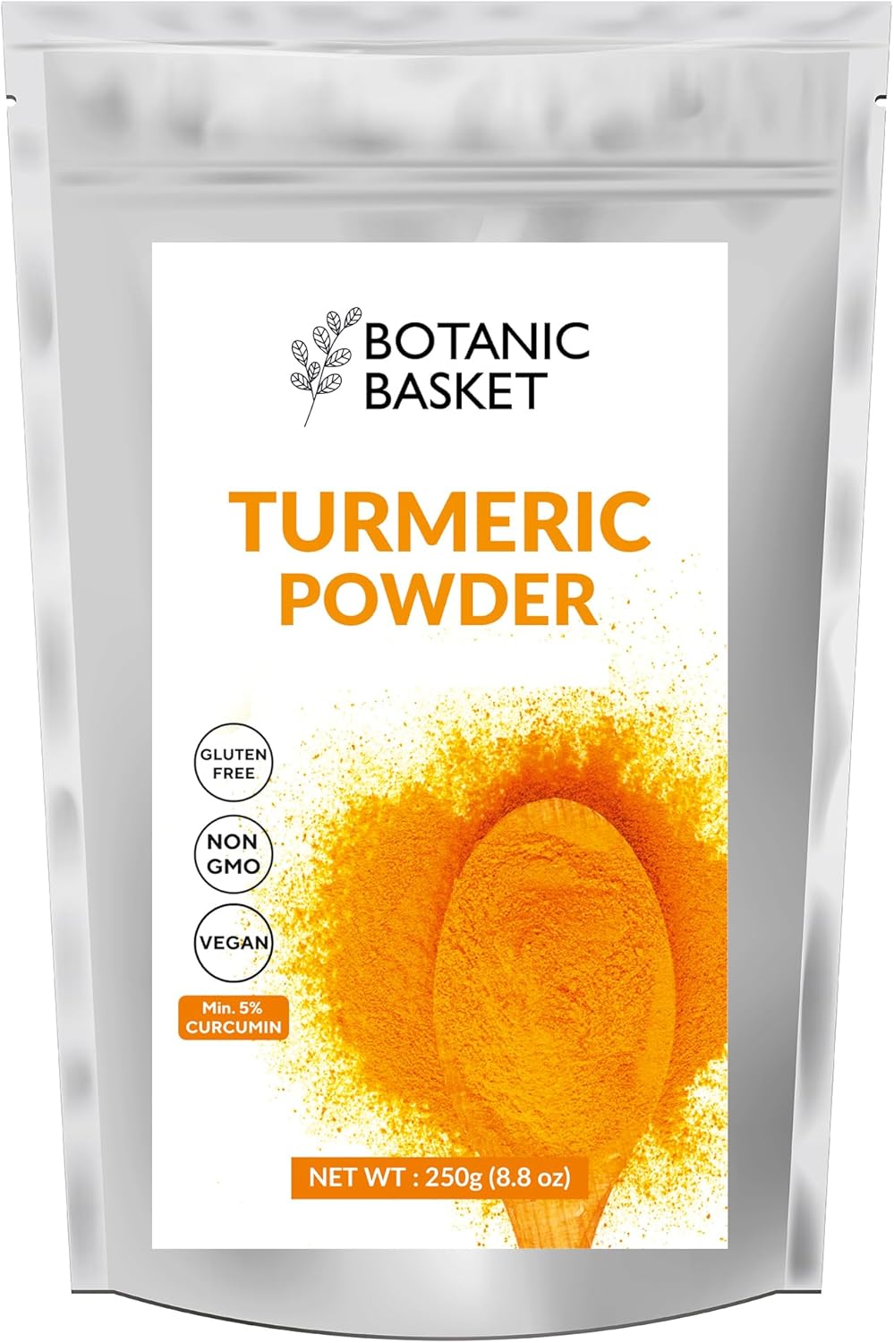 Botanic Basket Turmeric Powder 250 Grams, Min 5% Curcumin Content, Made with 100% Natural Turmeric Root Powder, Haldi Powder