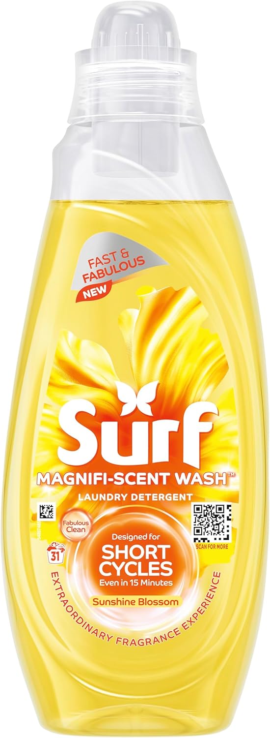 Surf Magnifi-Scent Wash Sunshine Blossom Laundry Liquid For Short Cycles Fast and Fabulous Fragrance 837 ml (31 Washes)