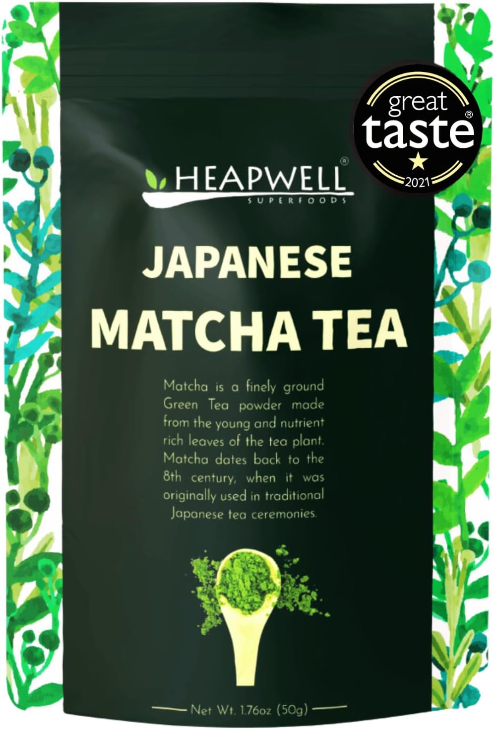 Heapwell Matcha Premium High Grade - Authentic Premium Grade Matcha Green Tea Powder from Japan (50g, 1.76oz)