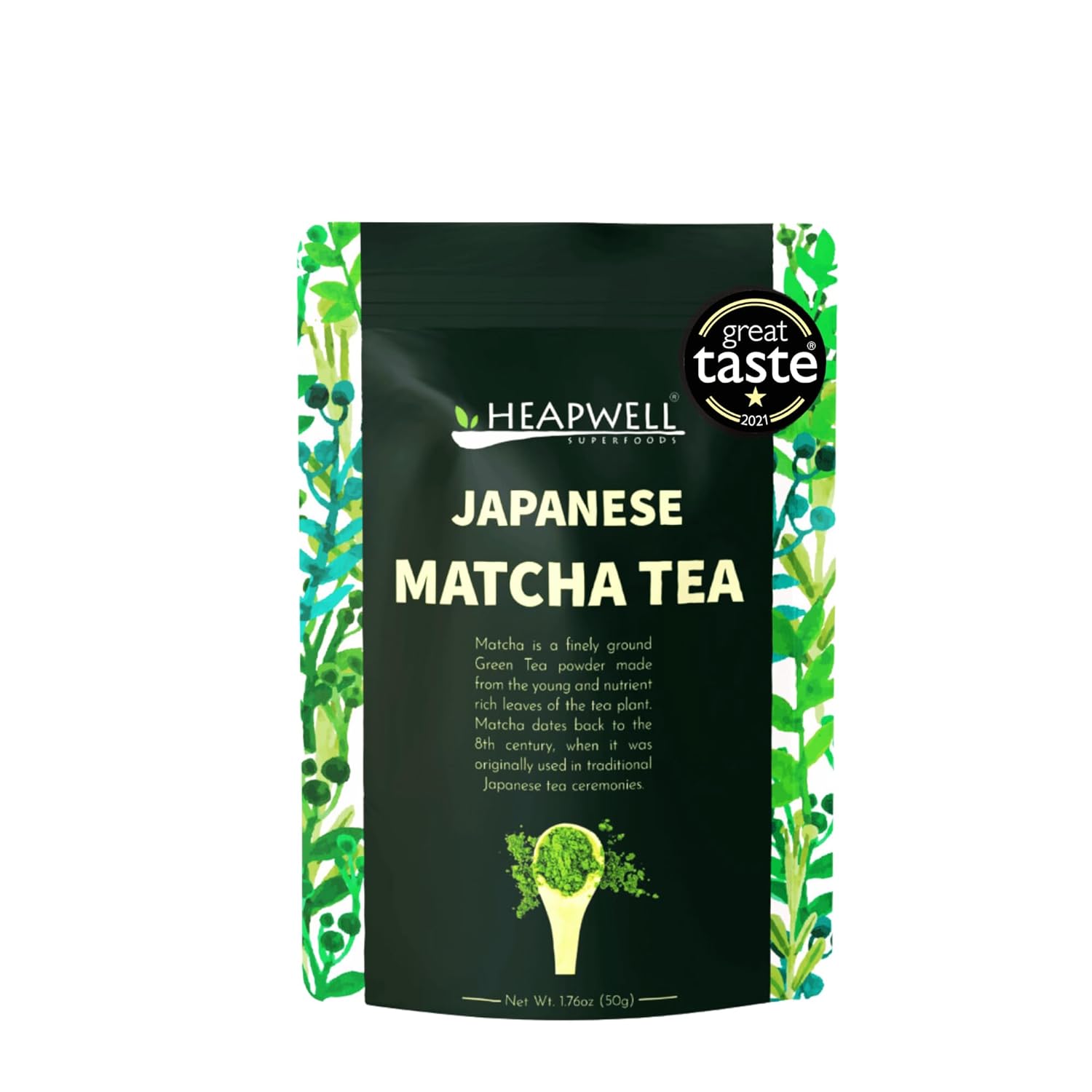 Heapwell Superfoods Japanese Matcha Green Tea Powder, 50g (50 Serving) | Premium Grade | Sourced from Shizuoka, Japan