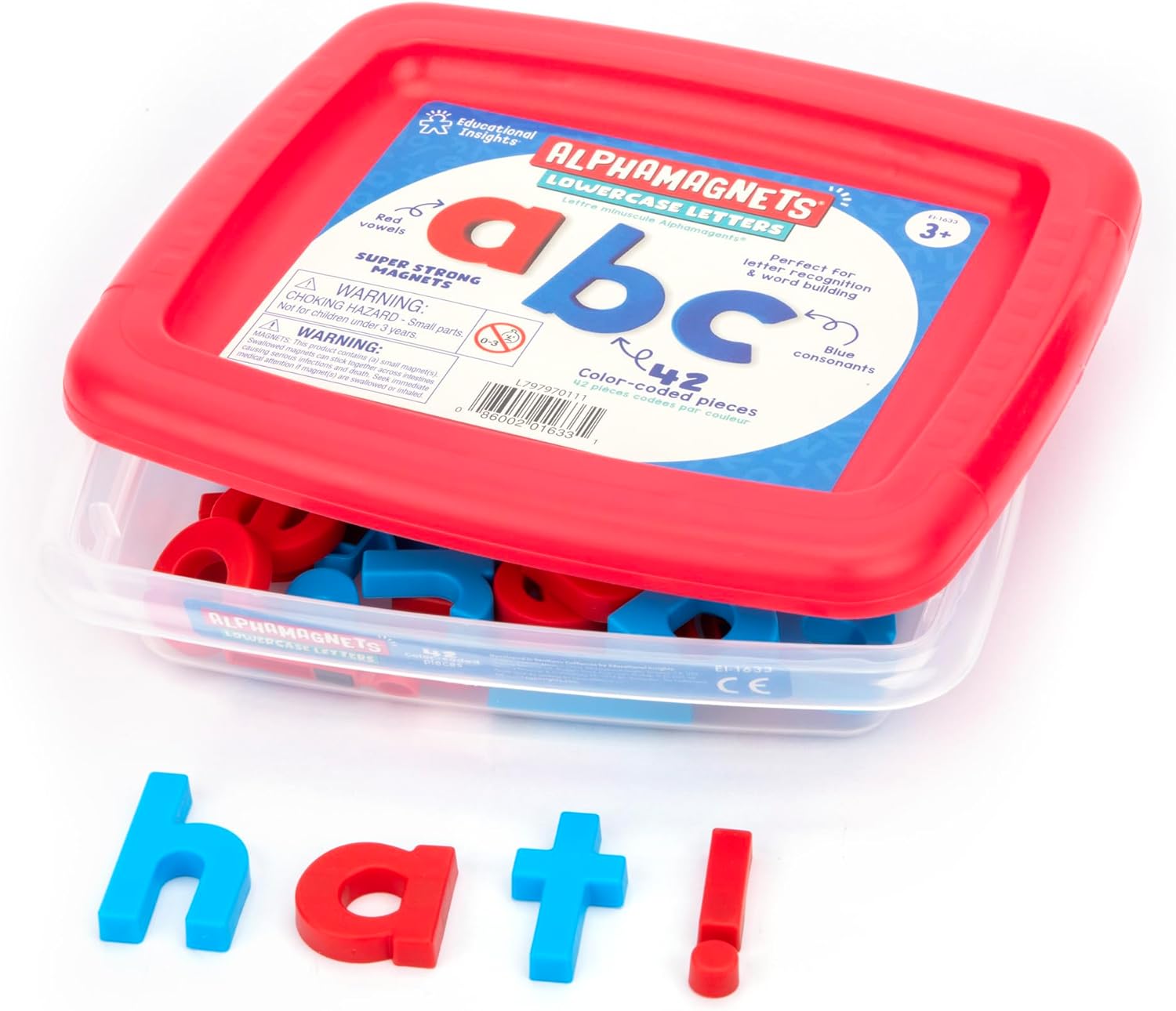 Educational Insights Color-Coded Lowercase AlphaMagnets, Set of 42 Magnetic Lowercase Letters: Perfect for Homeschool, Preschool Readiness & Classroom, Ages 3+
