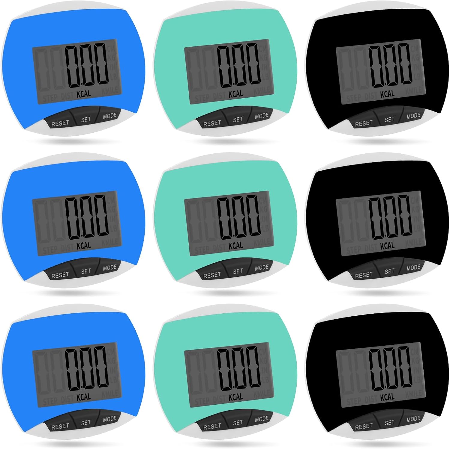 9 Pcs Simple Pedometers Bulk for Walking Steps and Miles Walking Step Counters with Calories Burned Portable Clip Step Tracker for Seniors Man Women Jogging Hiking Running