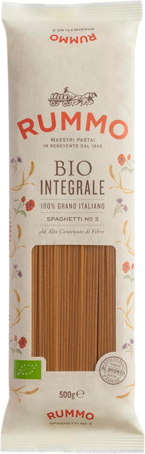 Rummo Whole Wheat Spaghetti Pasta No.3 - High-Fibre Italian Pasta, Crafted for a Wholesome Bite, 500 g (Pack of 1)