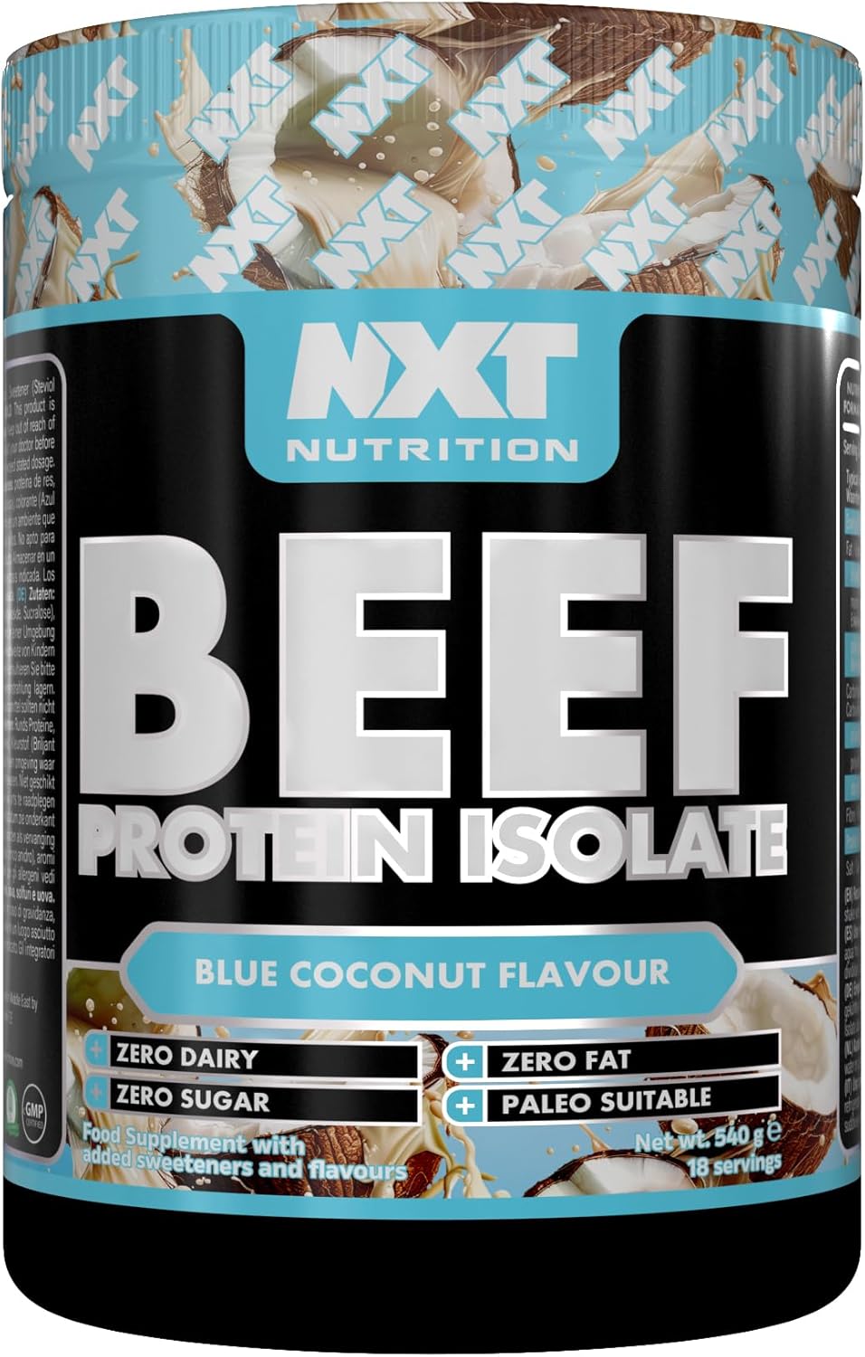 NXT Beef Protein Isolate 540g - High Protein Powder in Natural Amino Acids - Paleo, Keto Friendly - Dairy and Gluten Free - 540g - Blue Coconut