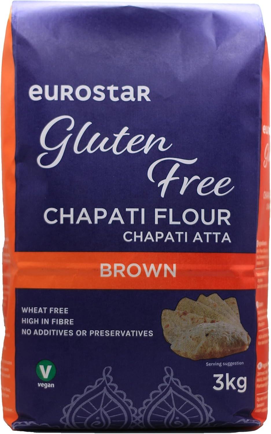 Eurostar Chapati Atta Gluten Free Flour (Brown, 3kg)