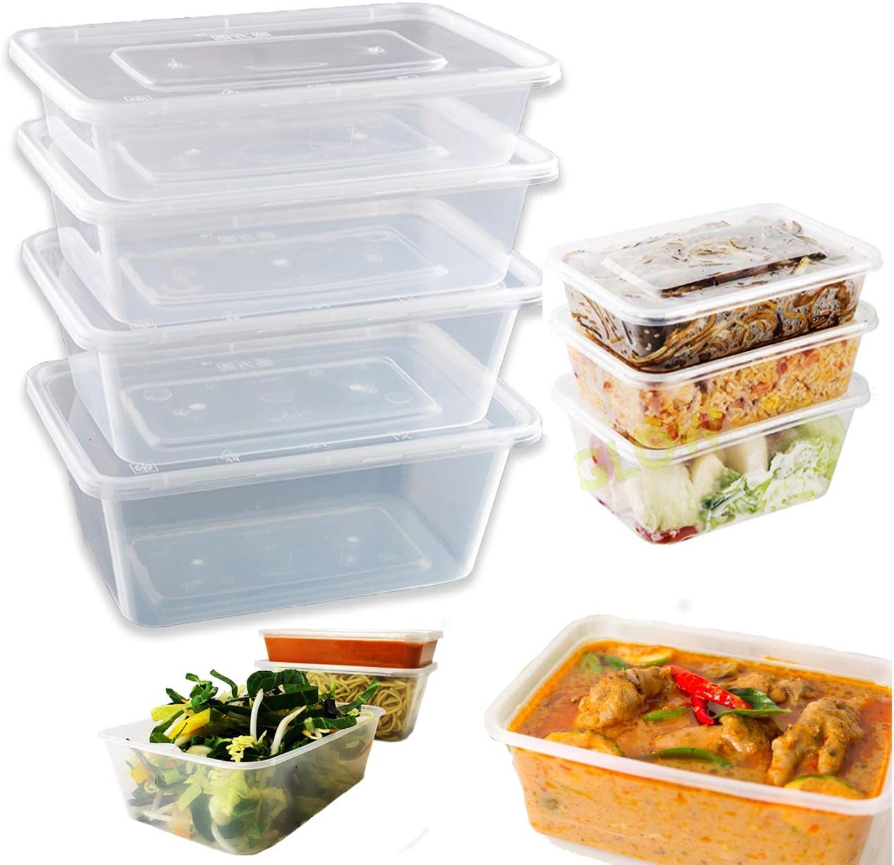 Microwave Takeaway Plastic Food Containers with Lids Food Storage Containers with Lids Microwave Freezer & Dishwasher Safe - Ideal for Meal prep & Takeaway Clear Food Container (10, 650ml)