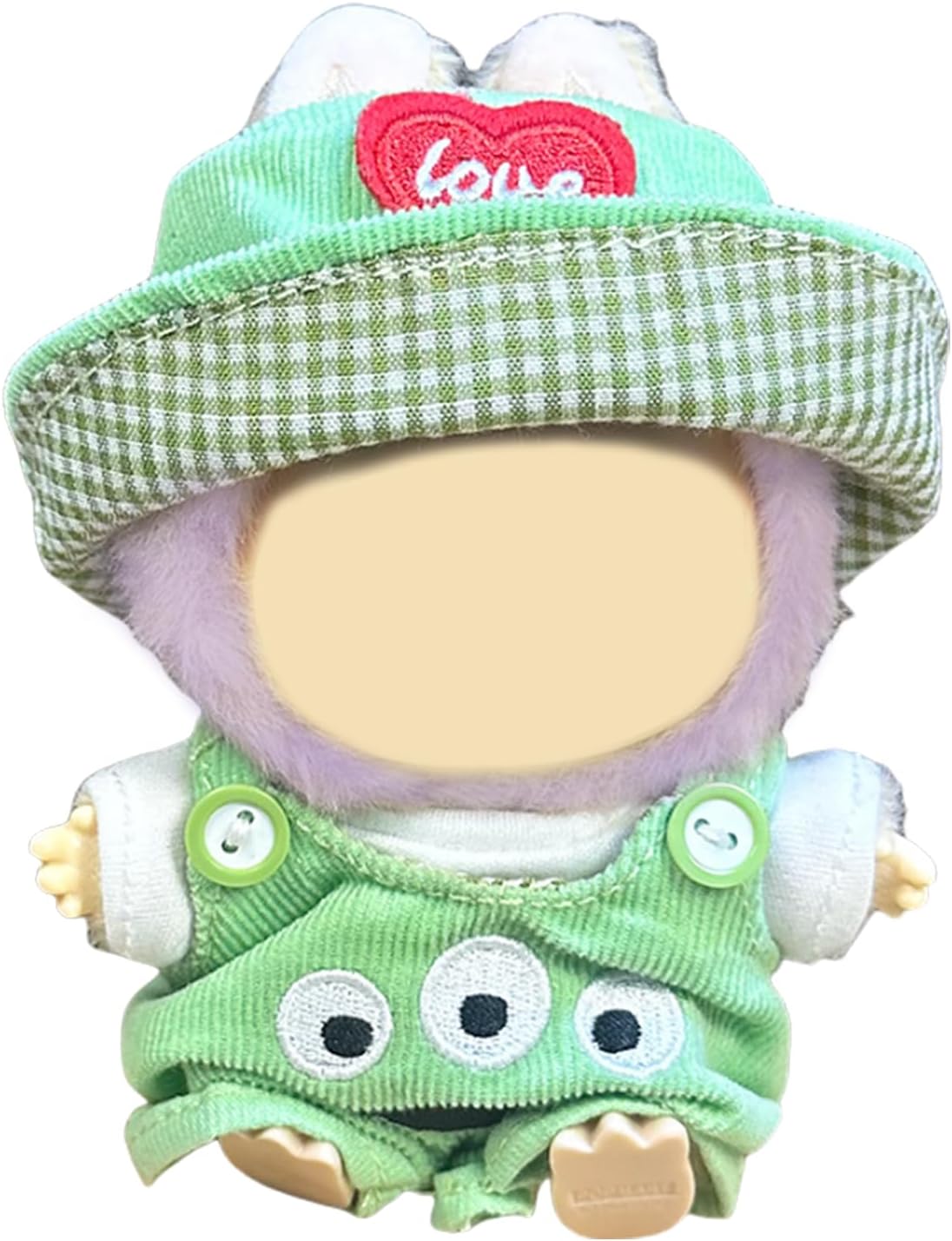 SSKHE 3 Pcs Outfit Set for 17cm Labubu Dolls, Includes Hat + Sweater + Pants (Accessory), Cute Plush Clothing Accessories, No Doll Included, Suitable for 17cm Doll (Green, One Size)