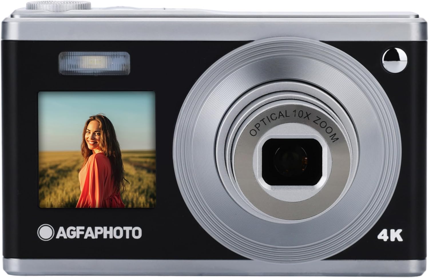 AGFA PHOTO Realishot DC9200 - Compact Digital Camera, 24 MP, 4K Video, 10x Optical Zoom, Dual Screen 2.8" + 1.54", CMOS Sensor, Image Stabilization, Lithium Battery - Black