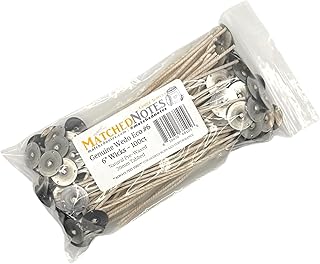 100ct Genuine Eco 6 Candle Wicks - 6" Length - 20mm Wick Tab - Natural Wax Coating - Top Selling Wick