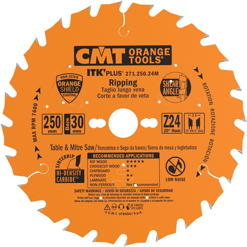 CMT 271.250.24M ITK PLUS RIP AND CROSSCUT SAW BLADE HW 250X2.4/1.6X30 Z24 ATB+S