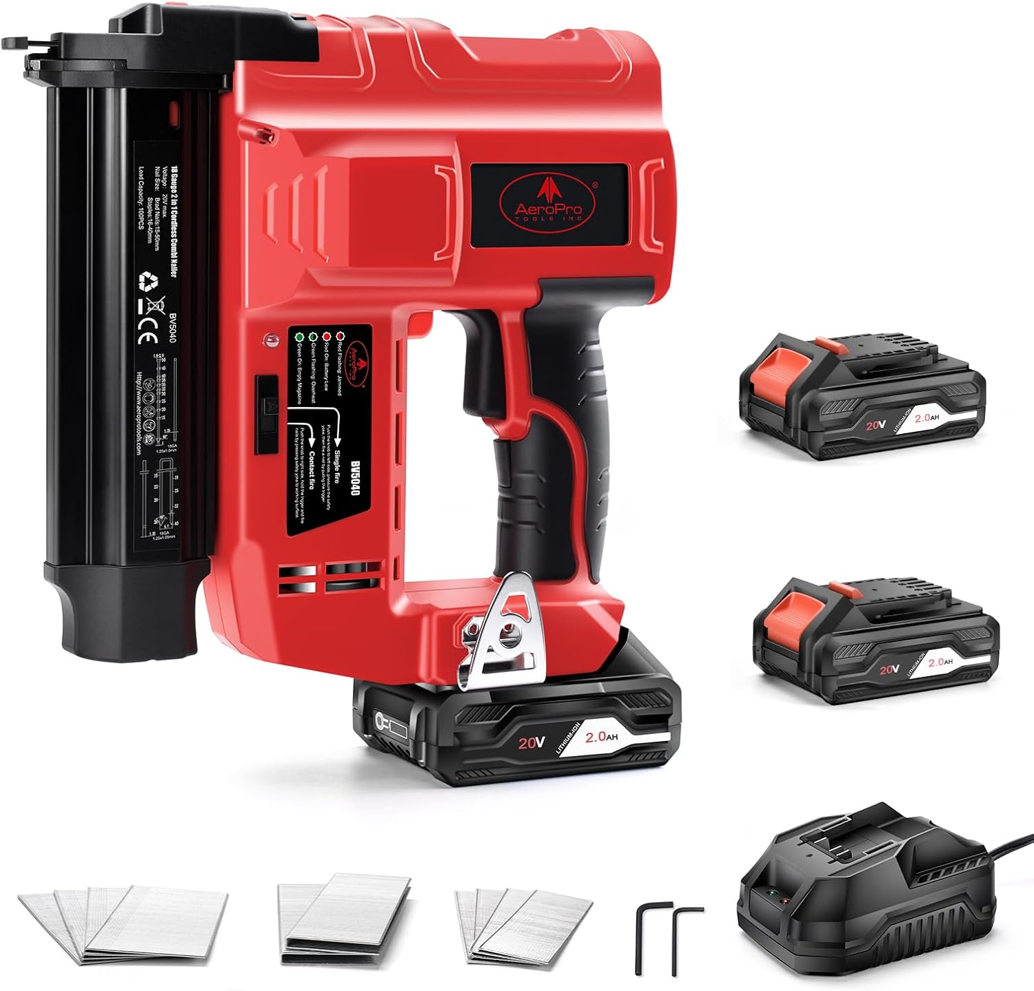 AEROPRO Tools 18G Cordless Brad Nailer, 2-in-1 Electric Nail Gun