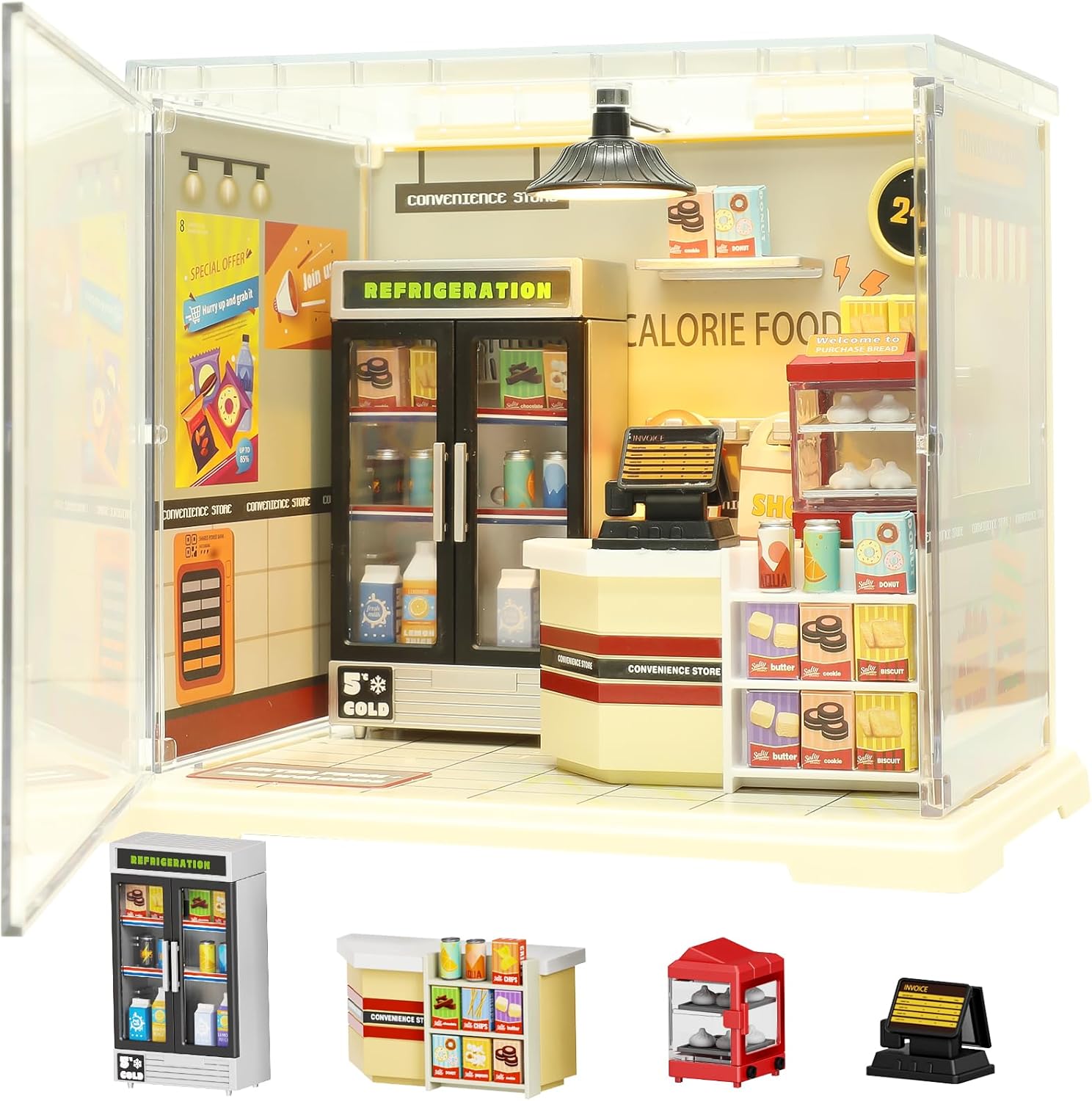 DIY Miniature House Kit, Dollhouse Kit, Miniature Kit, DIY Mini House Building Kit for Adult Teen, Plastic Tiny House Making Kit, Best Craft Hobbies Gift, Convenience Store