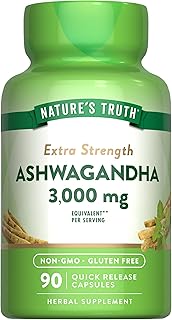 Nature's Truth Ashwagandha Capsules | 3000mg | 90 Count | Extra Strength | Ashwagandha Root Supplement with Black Pepper | Non-GMO & Gluten Free Supplement
