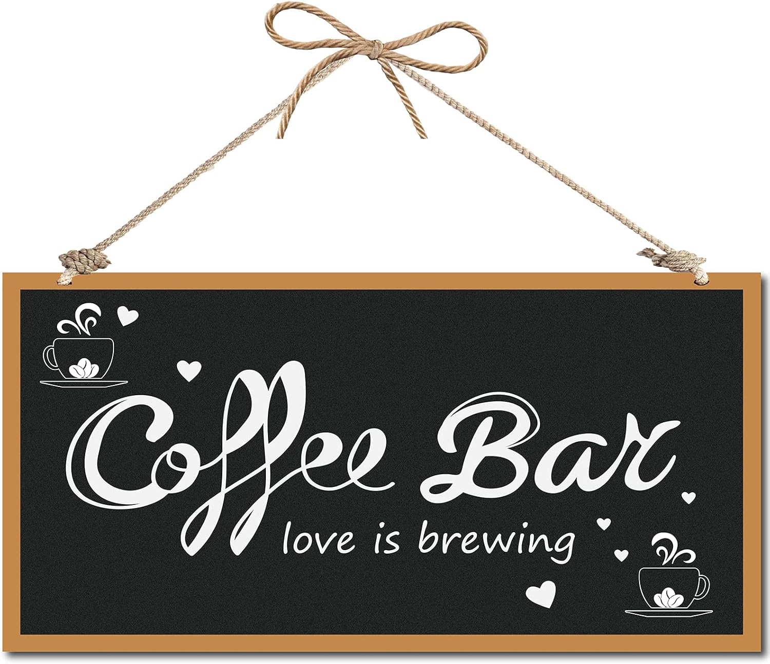 CREATCABIN Coffee Bar Decorative Wood Sign Home Decor Wood Sign Plaque Hanging Wall Art Wooden Board Door Signs Loving Is Brewing Heart for Coffee Shop Home Kitchen Patio Decoration 12 x 6inch