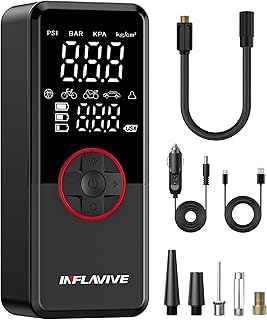 Tire Inflator Portable Air Compressor, Electric Air Pump for Car Tires with Pressure Gauge, 3X Faster Portable Tire Inflator for Car with Deflation Mode, 150PSI Bike Tire Pump for Car, Motor Bike Ball