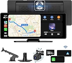 Apple Carplay Screen for Car, 9.3'' Portable Apple Carplay & Android Auto, Car Audio Receivers with 2.5K HD Dash Cam, 1080p Backup Camera, Voice Control, Mirror Link, Bluetooth, GPS Navigation