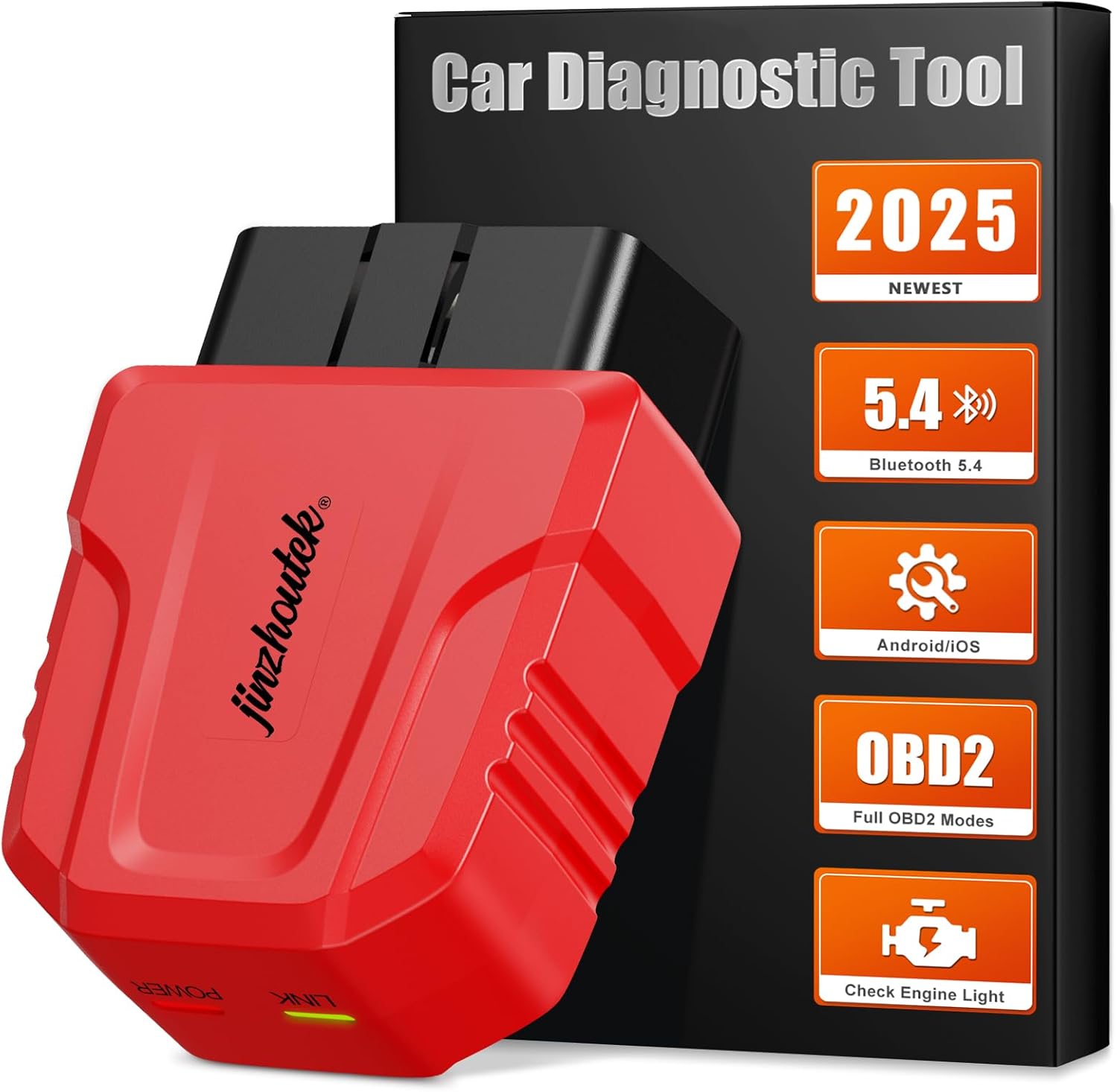 OBD2 Scanner Bluetooth Code Reader：5.4 OBD Car Diagnostic Tool for All Systems Car Diagnostic Code Tool- Car Fault Check - Wireless Mini OBDII Vehicle Performance Test for iOS Android Windows