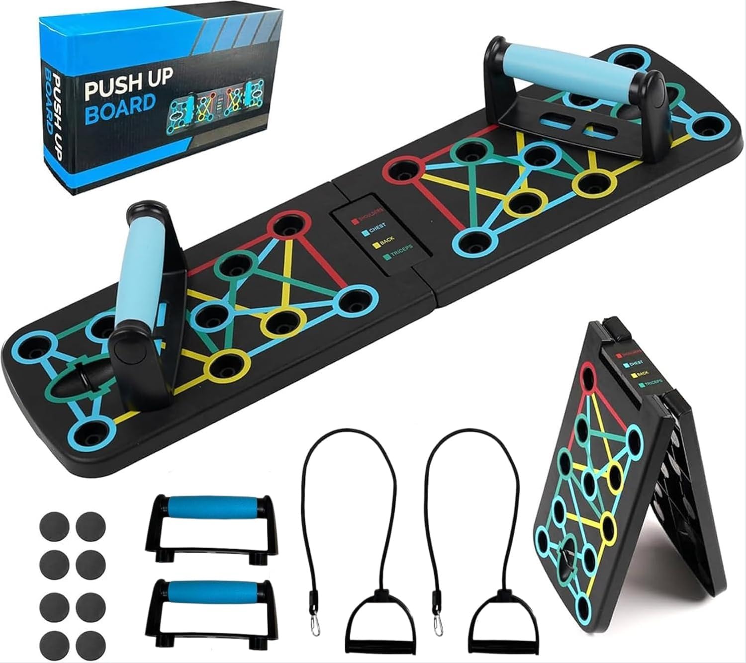 Push Up Board with Rope, Foldable Press Up Board for Home Training