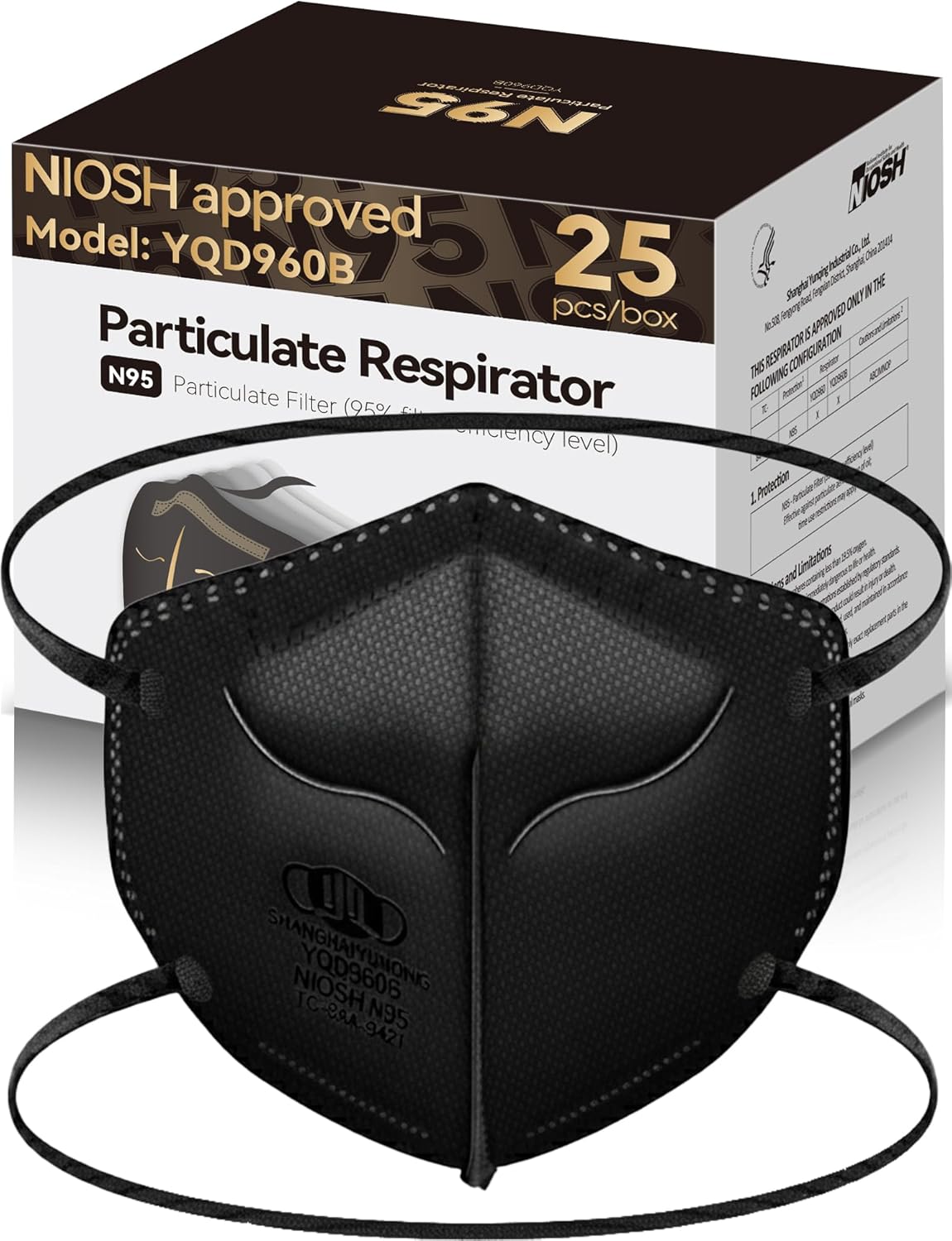 N95 Masks NIOSH Approved for Adults, 25 Pack Individually Wrapped, Particulate Respirator N95 Face Masks Universal Fit Comfortable