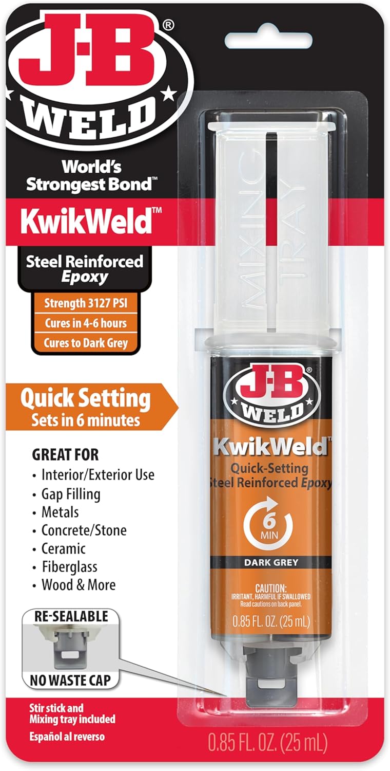 JB WELD KWIKWELD - 6 MINUTE STEEL EPOXY | Strong, Lasting Repairs To Metal & Multiple Other Surface Types | 50176UK