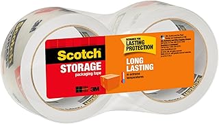 Scotch Long Lasting Storage Packing Tape, Clear, Storage Tape for Storing Away Christmas Decorations, 1.88 in x 54.6 yd,2 rolls