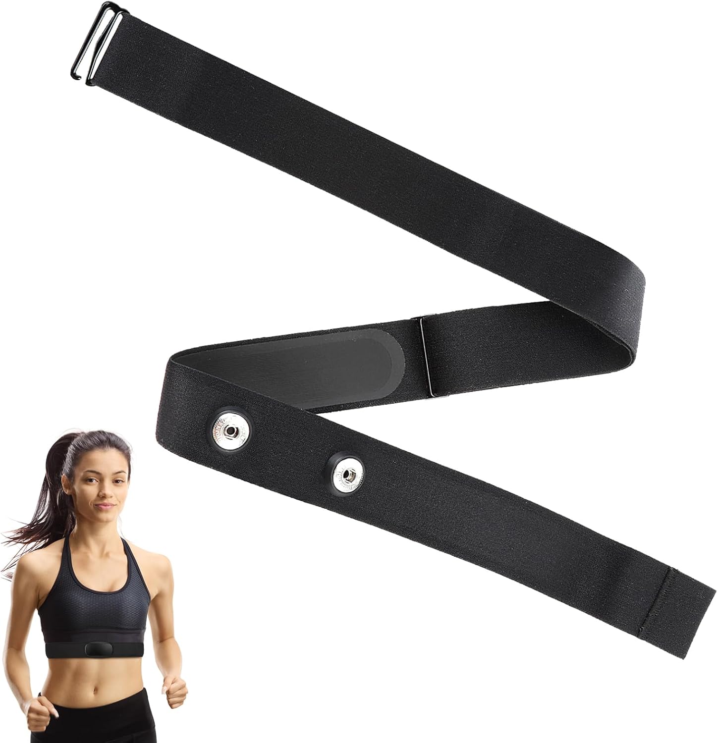 Hugwish Chest Strap Replacement Elastic for ANT+ & Bluetooth Chest Strap Compatible with Garmin, Wahoo, Polar H10 H9 H7, Coospo, Magene, Bryton, Livlov, Distance Sensors 45 mm, Length Adjustable