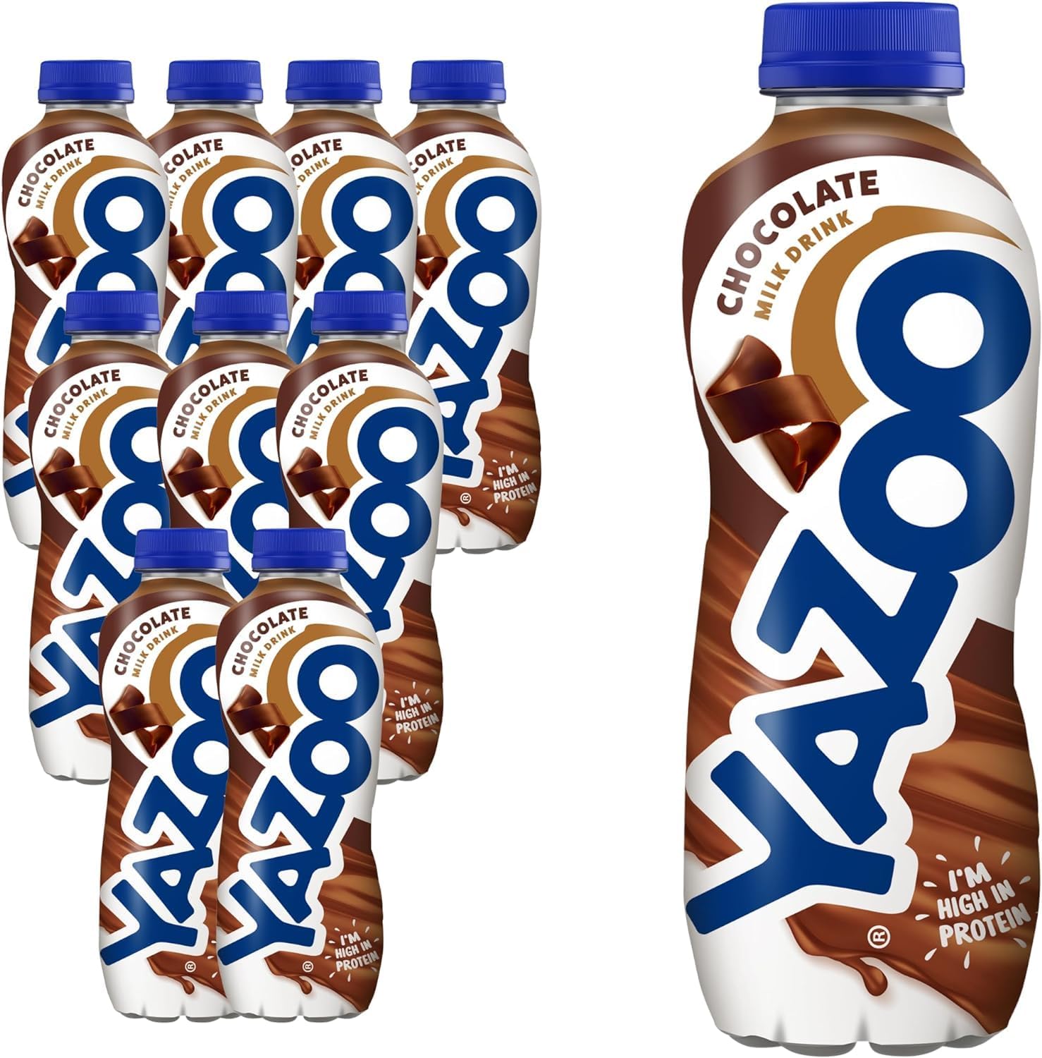 YAZOO Chocolate Milkshake Milk Drink, High in Protein & Calcium, 400 ml (Pack of 10)