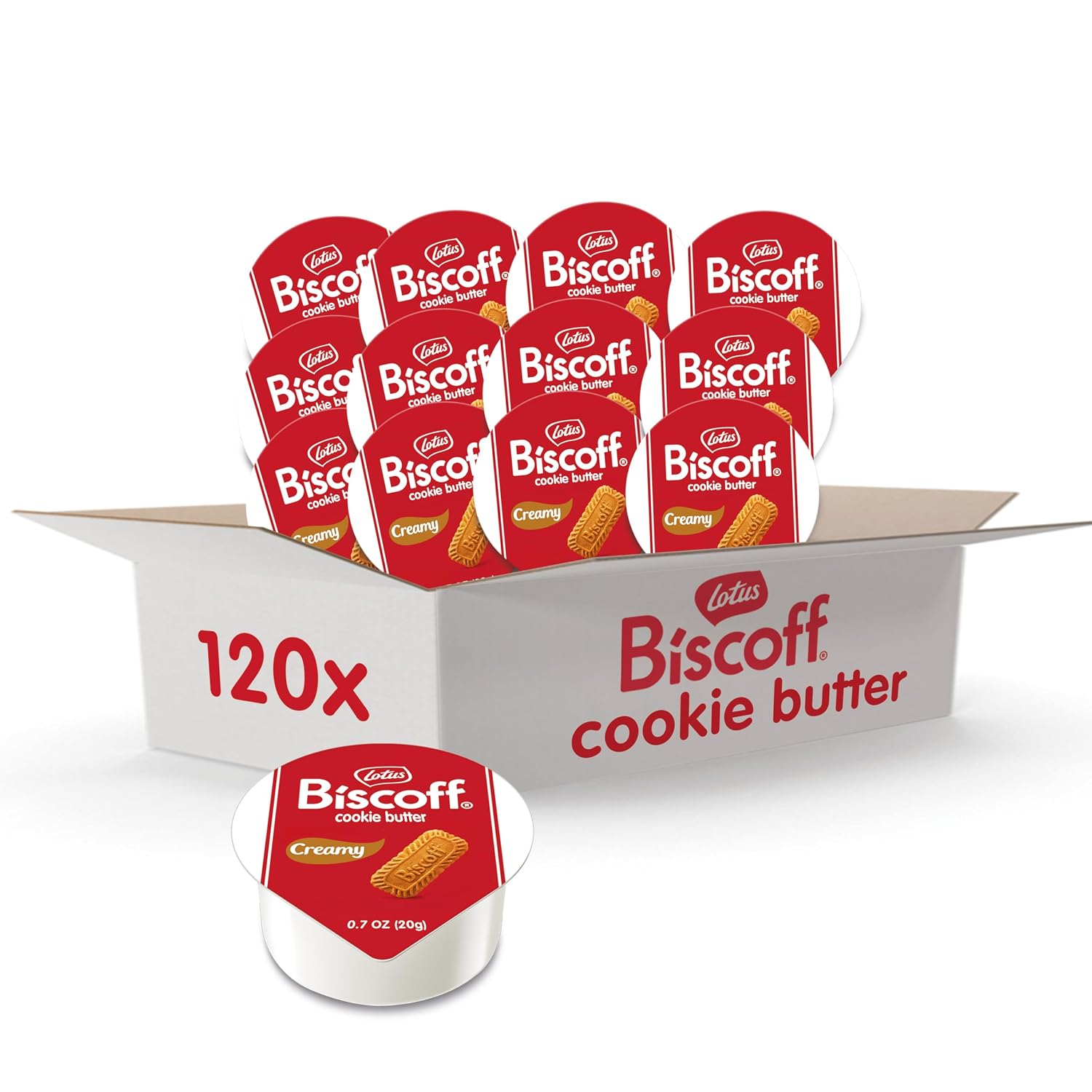Lotus Biscoff, Cookie Butter Spread Cups, Creamy, non GMO + Vegan, 0.7 oz, Pack of 120