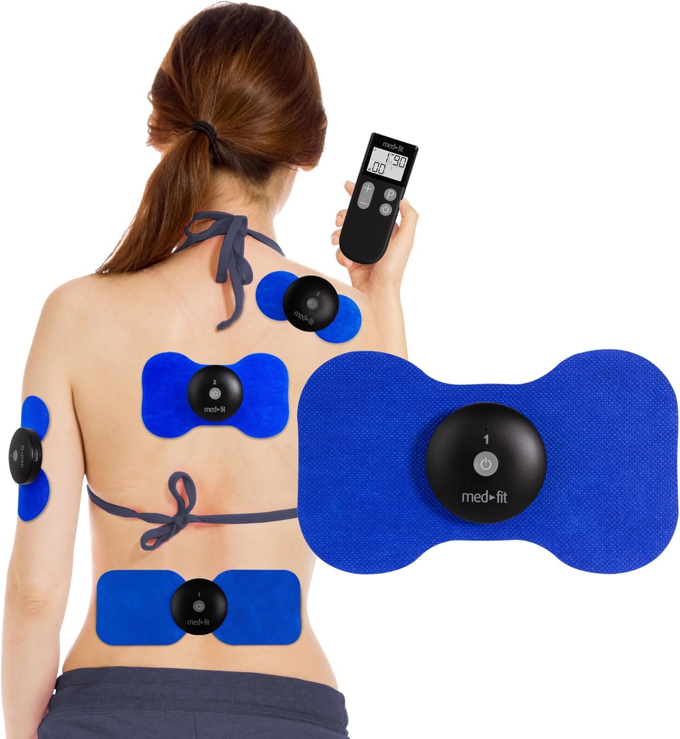 Med-Fit 4 Channel Wireless TENS Machine for Pain Relief, Muscle Relaxation & Pain Management - Treat up to 4 Areas simultaneously for Full Body Treatment - Professional Strength & Rechargeable.